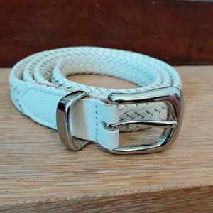 Rolfs White Braided Belt with Silver Buckle